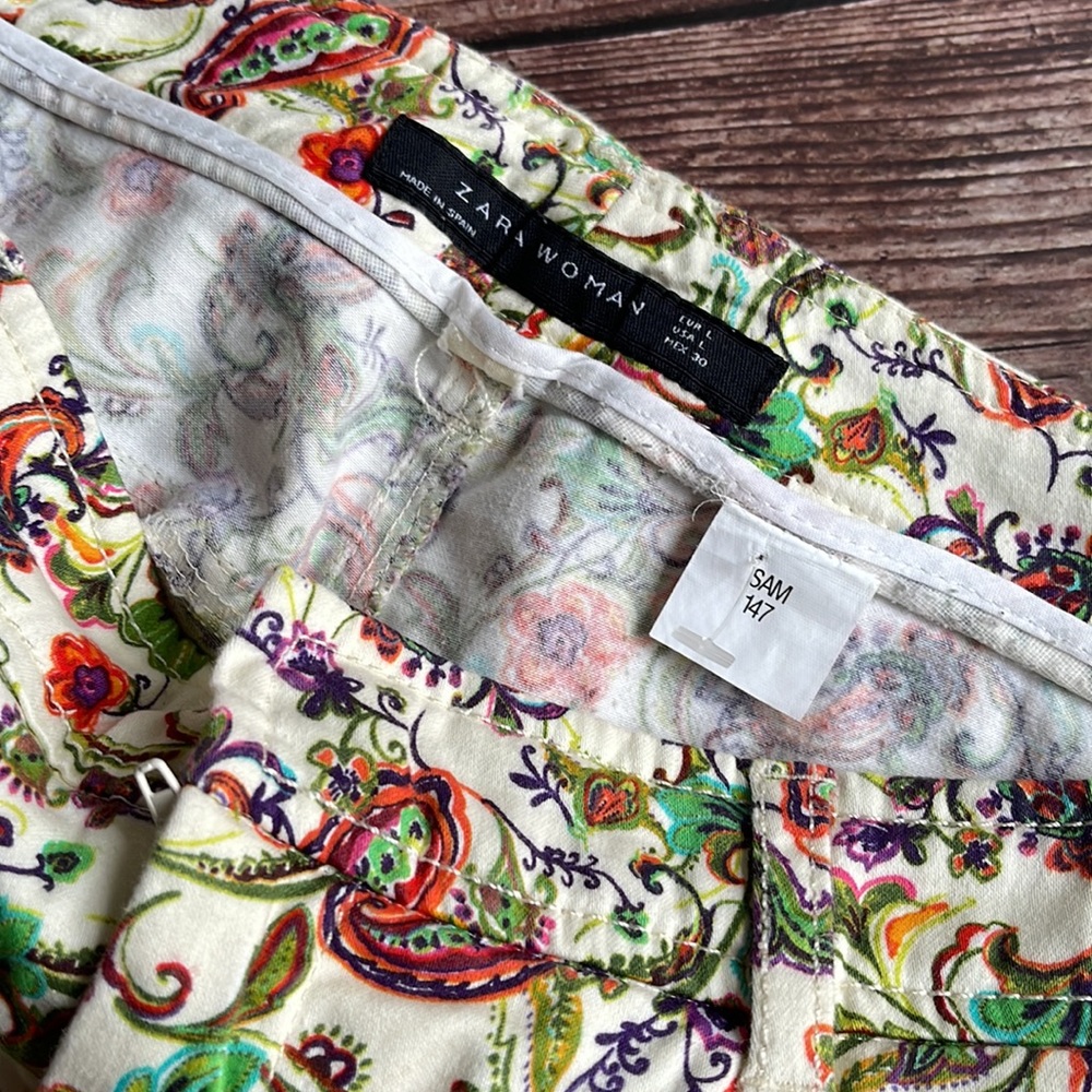 ZARA | Paisley floral print cropped trousers - Picture 8 of 8